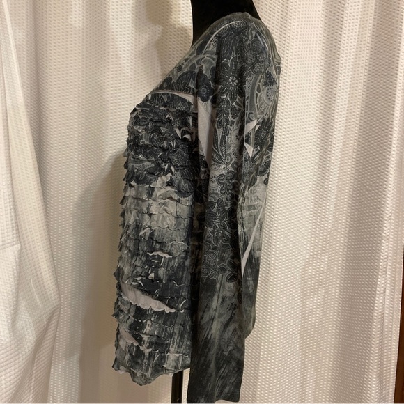 Fashion Bug Floral Print Ruffled Long Sleeve Blouse Size Medium - Picture 2 of 6